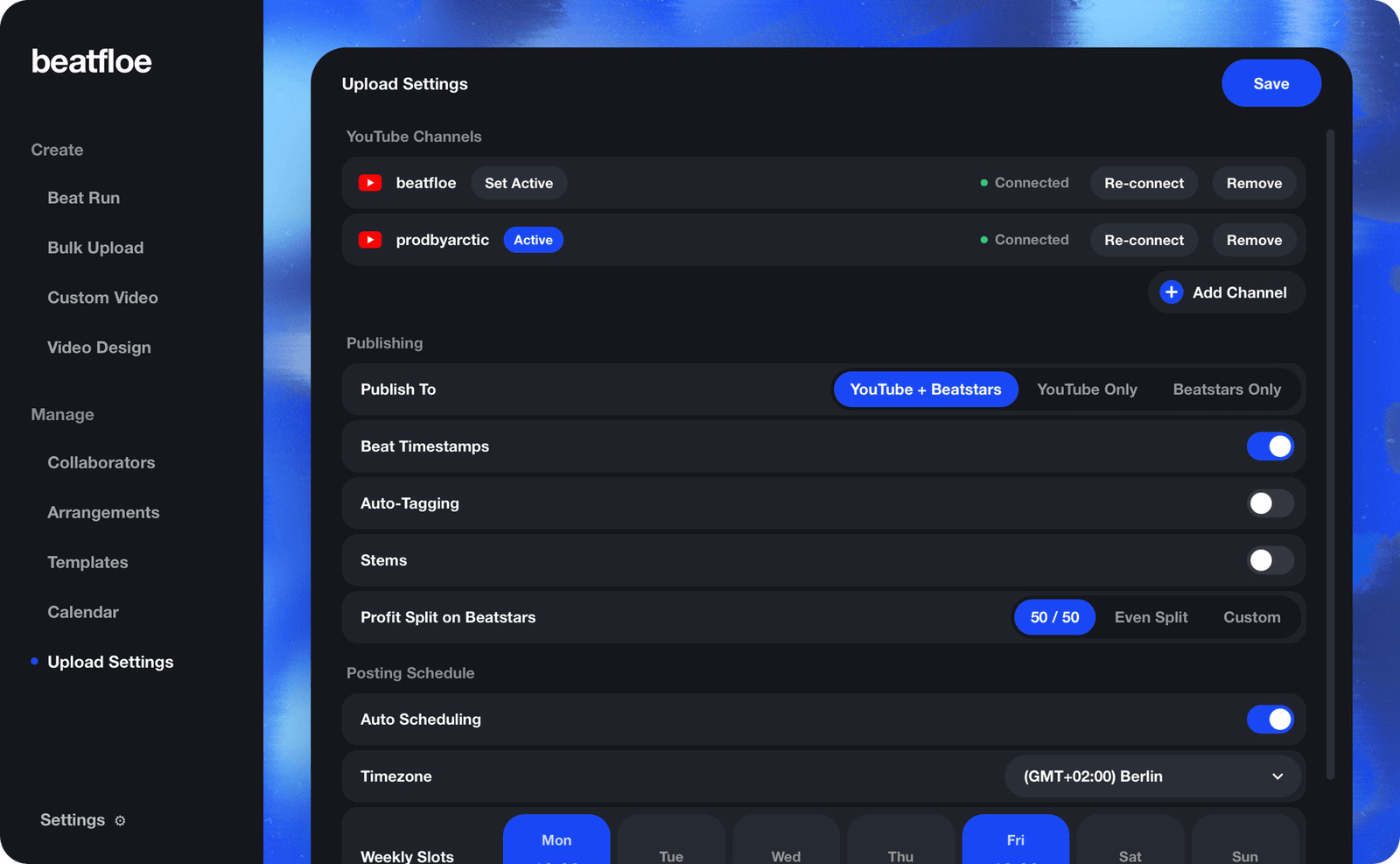 Upload Settings